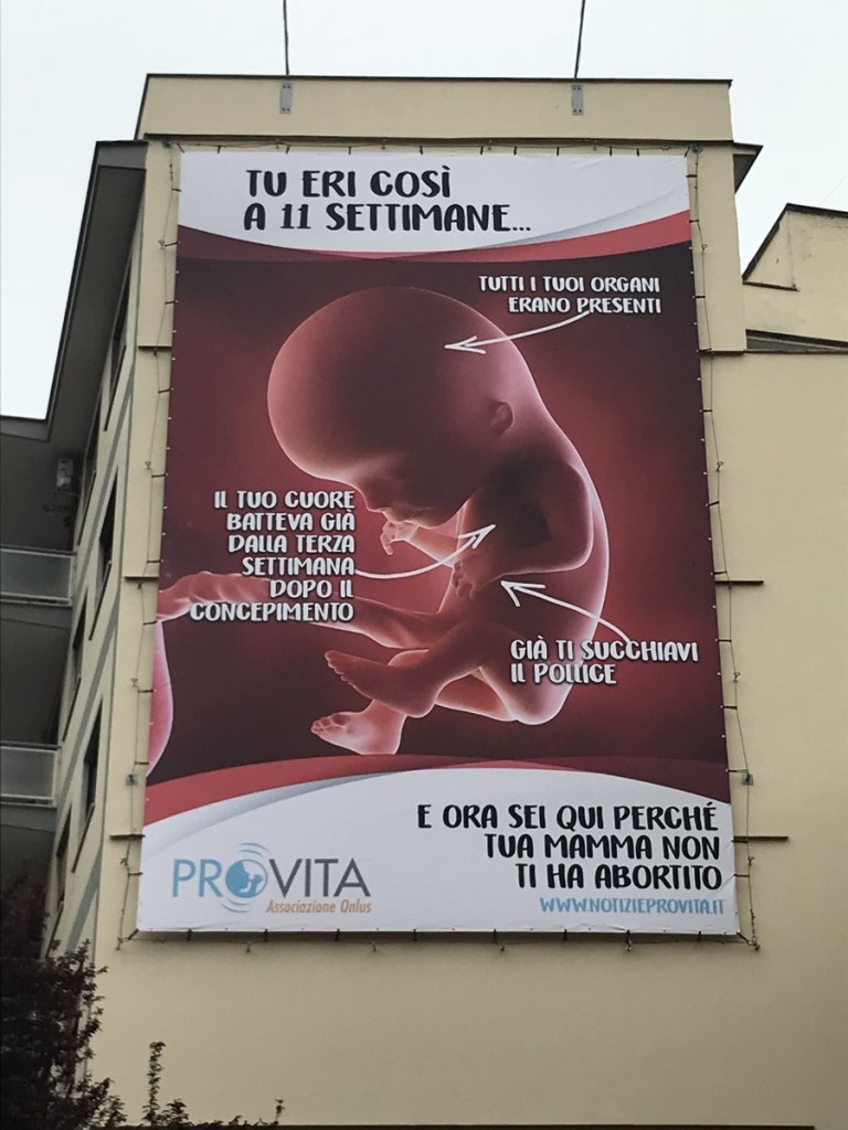 Il cartellone a difesa della vita 